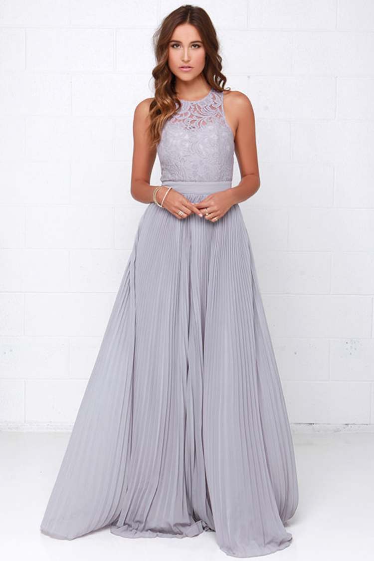 lulus grey lace dress Pretty Grey Dress - Long Sleeve Dress - Lace Dress - $42.00