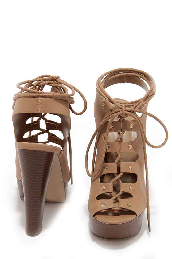 platform tan heels