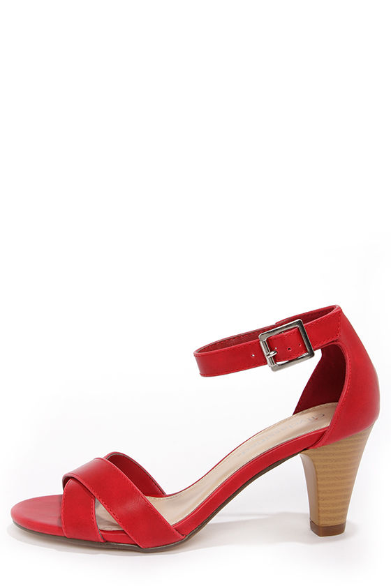 Cute Ankle Strap Heels - Red Heels - High Heels - $21.00 - Lulus
