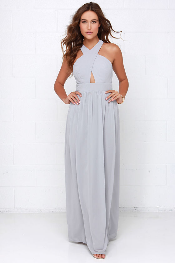 lulus light grey maxi dress