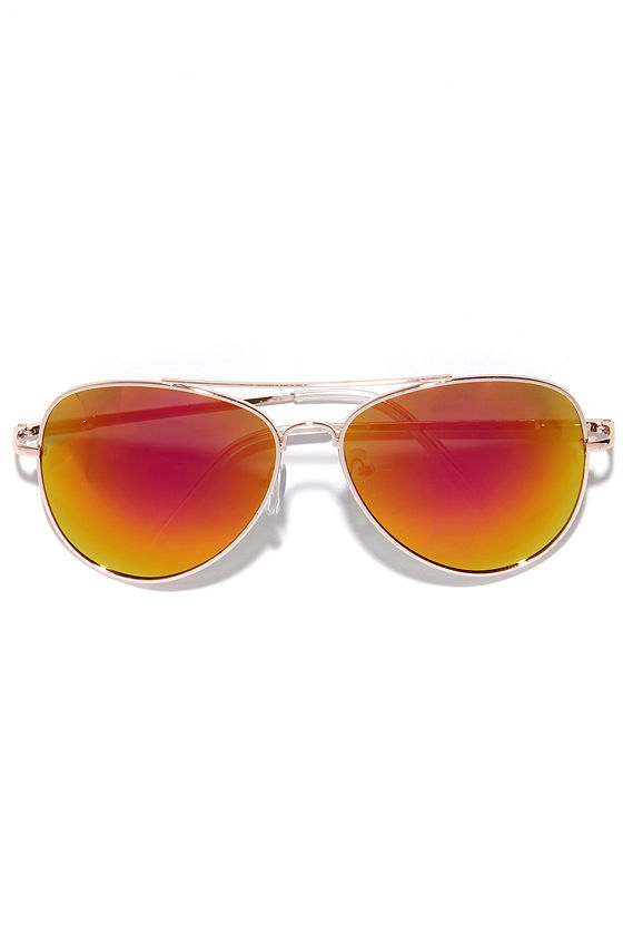 Treetop Flyer Gold and Orange Aviator Sunglasses 2