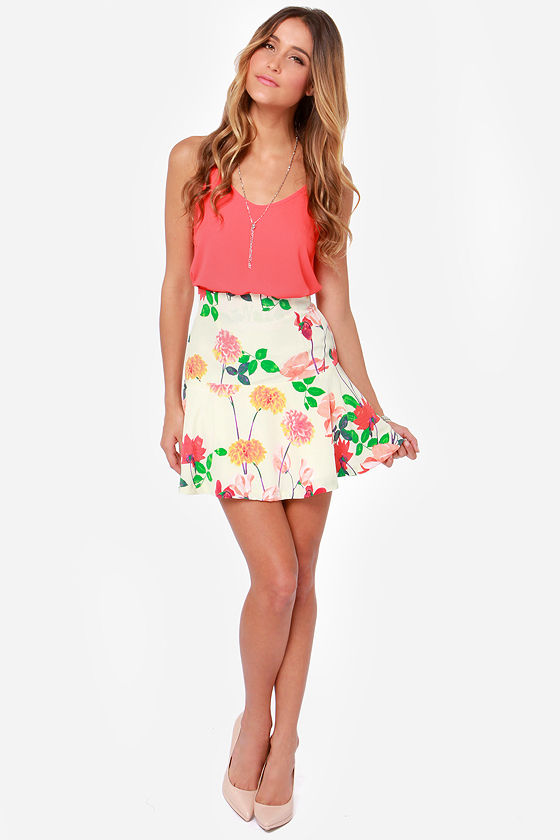 BB Dakota Goodwin Skirt - Floral Print Skirt - Trumpet Skirt - $63.00 ...