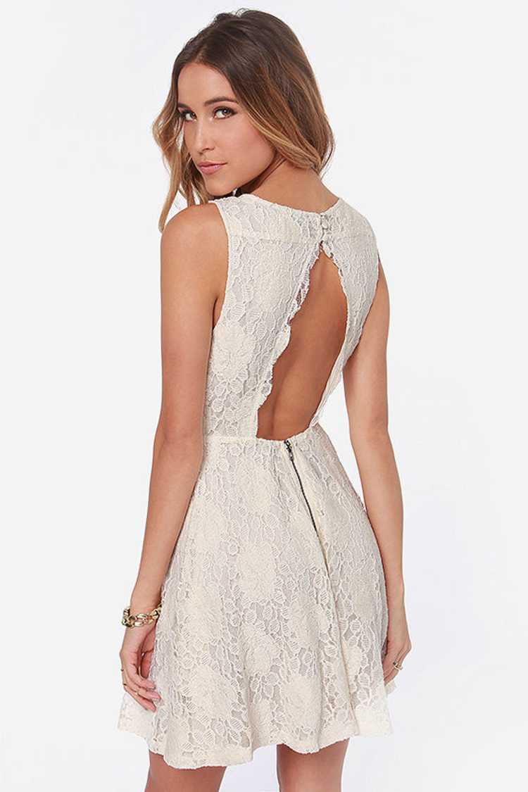 Pretty Lace Dress - Cream Dress - Backless Dress - Skater Dress - $65.00 -  Lulus