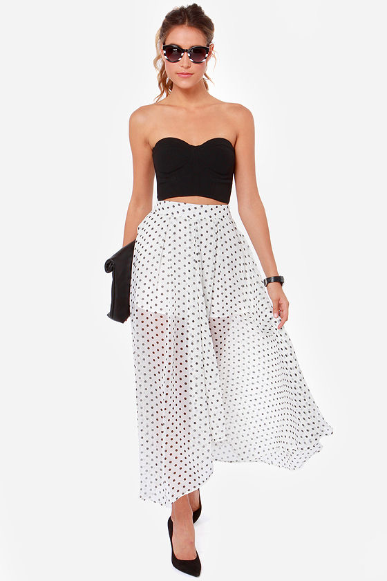 jade chevron dotted maxi skirt
