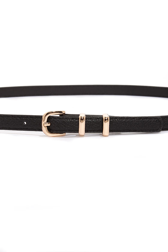 Cute Black Belt - Skinny Belt - Vegan Leather Belt - $10.00