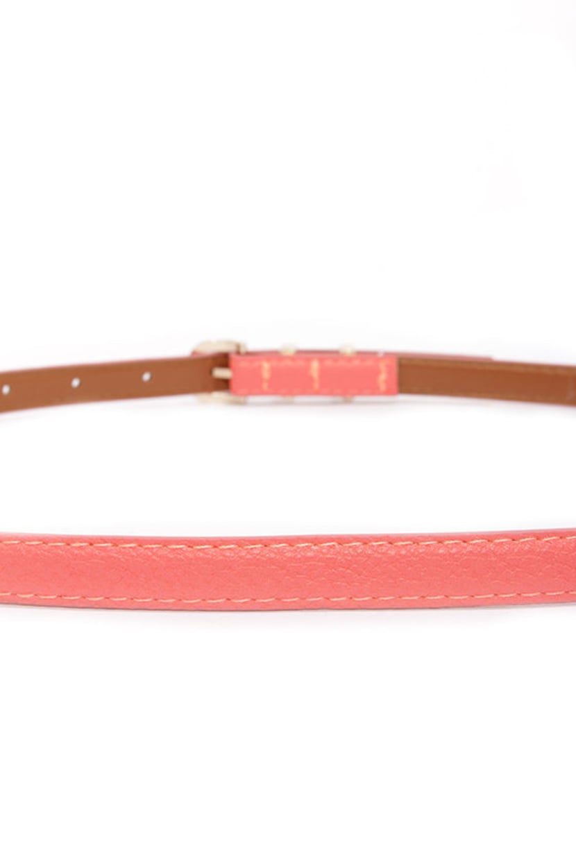 Cute Coral Belt - Skinny Belt - Vegan Leather Belt - $10.00  display picture 1