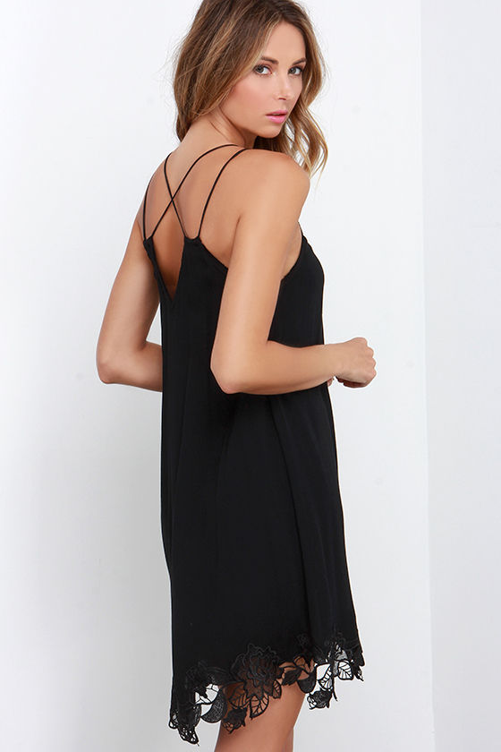 Boho Dress - Black Dress - Strappy Dress - Lace Dress - $42.00