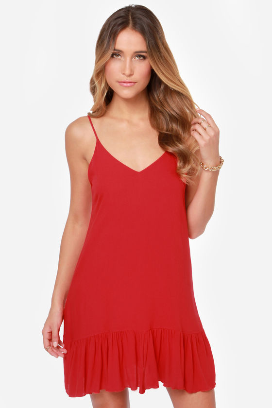 lulus red ruffle dress