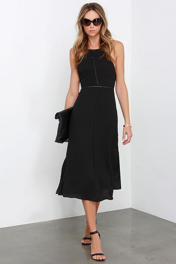 Cute Black Dress - Midi Dress - Black Cover-up - $49.00