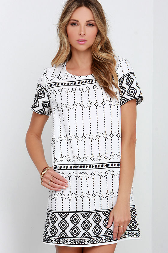 Graphic Prince Ivory and Black Shift Dress
