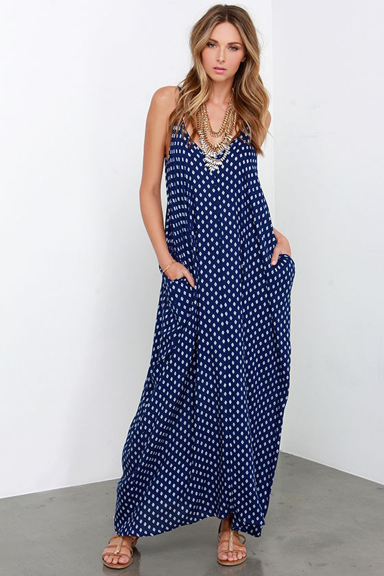 navy boho maxi dress