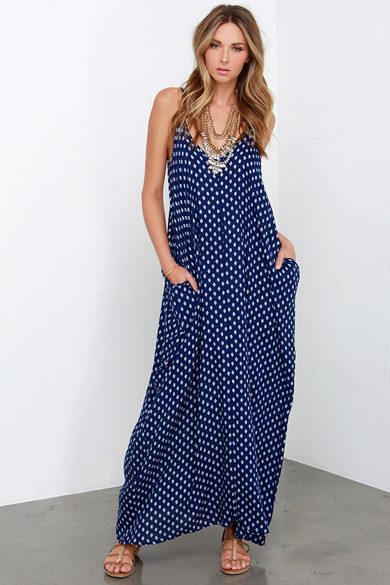 Boho Maxi Dress - Navy Dress - Southwest Print Dress - $54.00 - Lulus