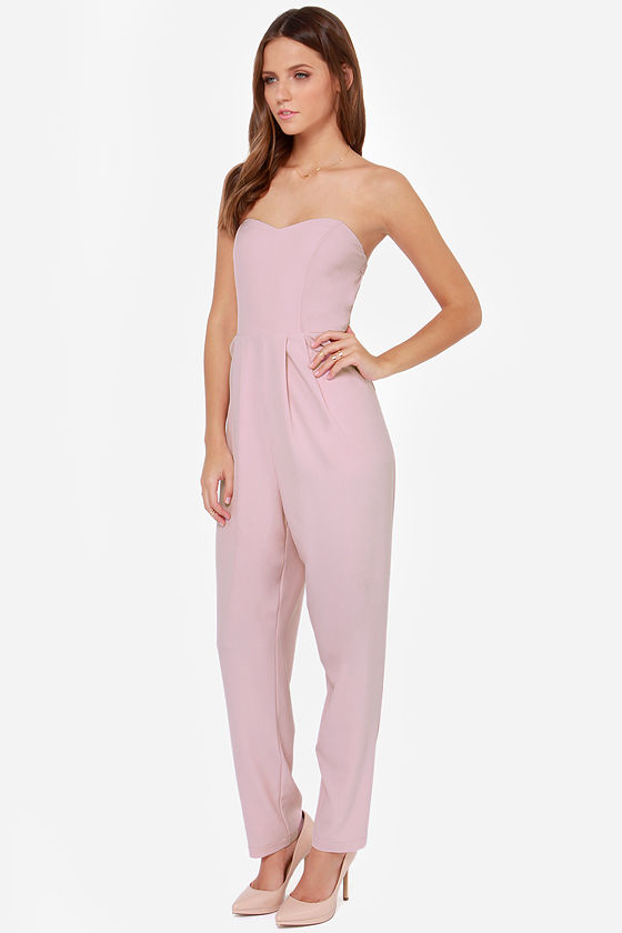 light pink strapless jumpsuit