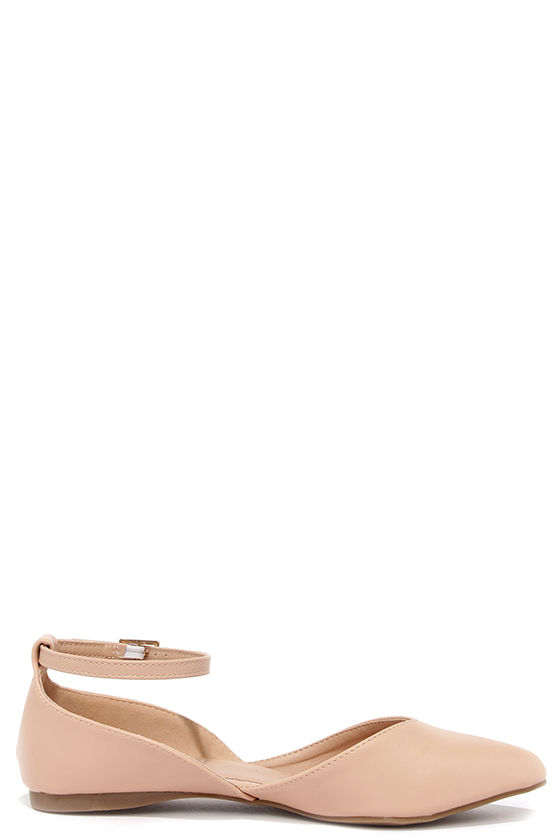 nude closed toe flats