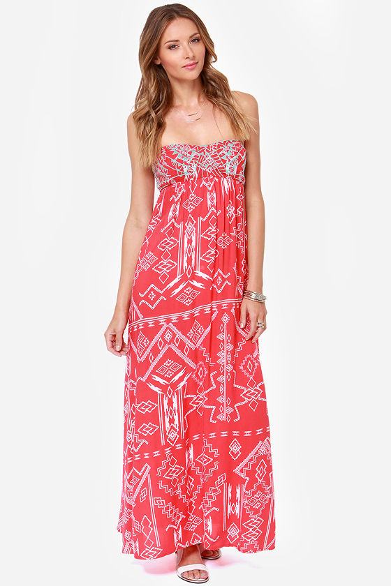 Billabong Dreamed of You - Red and Cream Dress - Maxi Dress - $59.50 ...