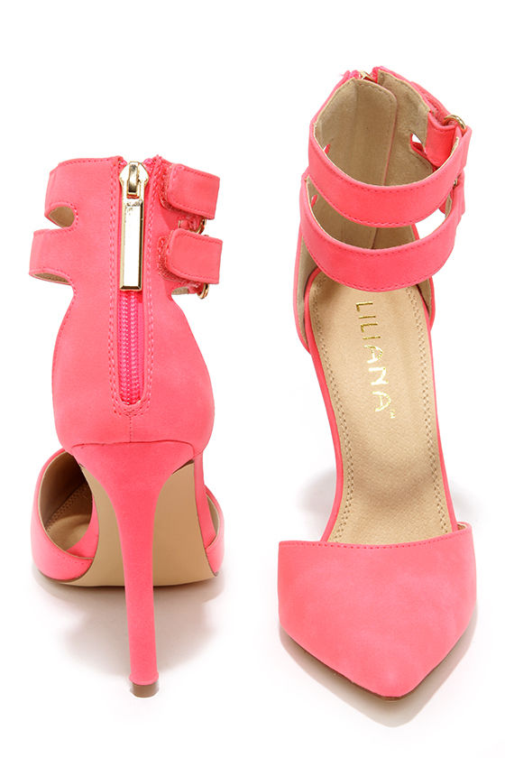 hot pink strap heels