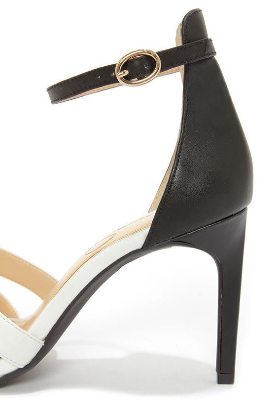 black and white heels with ankle strap