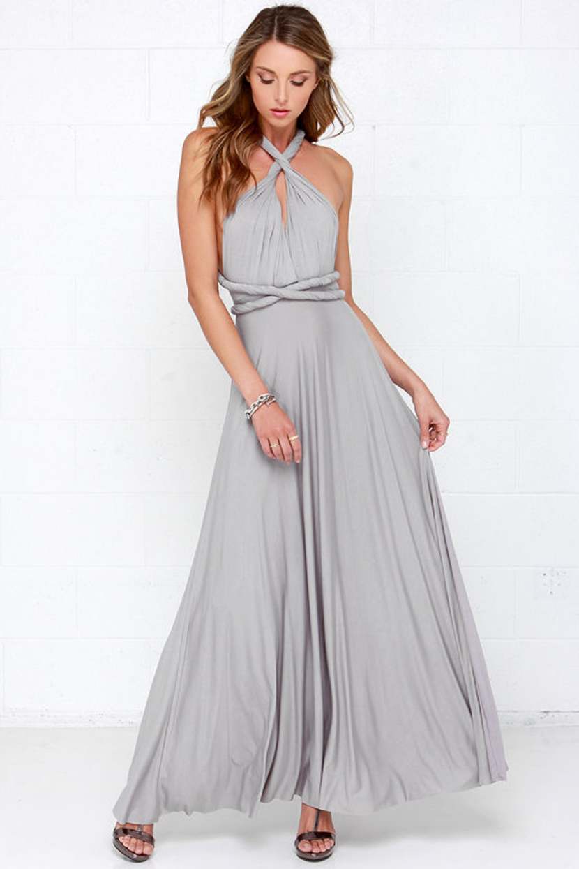Light Grey Bridesmaid Dress - Convertible Dress - Infinity Dress - Lulus