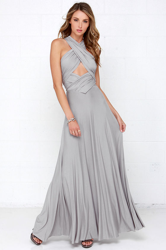 lulus light grey maxi dress