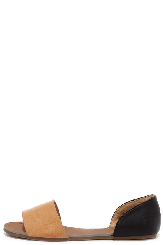 Cute Camel Flats - Peep Toe Flats - $23 