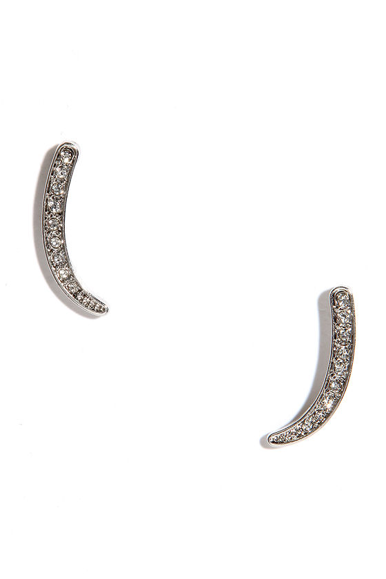 Chic Silver Earrings - Rhinestone Earrings - $10.00 - Lulus
