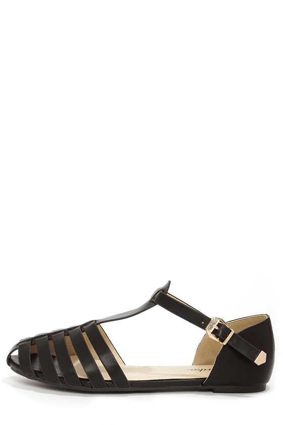 black caged sandals