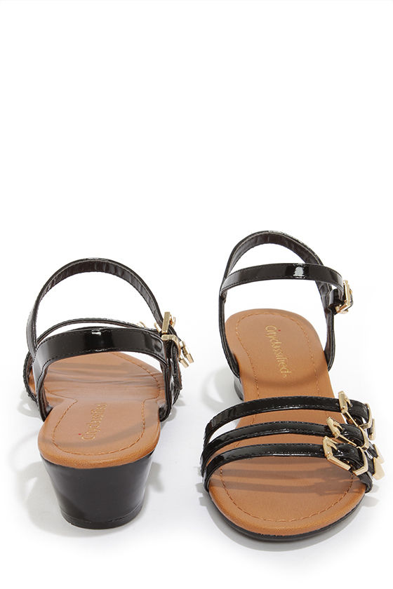 Cute Black Shoes - Black Patent Sandals - Wedge Sandals - $22.00 - Lulus