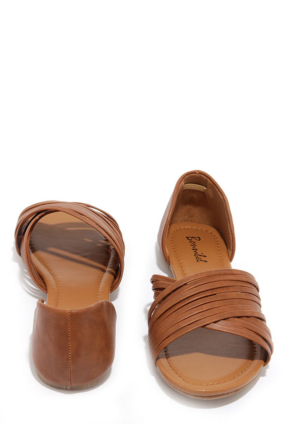 tan flat peep toe shoes