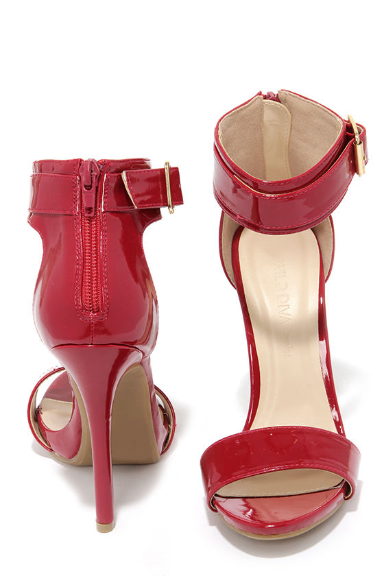 Sexy Dark Red Heels - Ankle Strap Heels - Single Sole Heels - $28.00