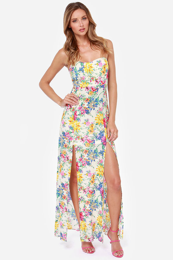 Cute Strapless Dress - Floral Print Dress - Maxi Dress - $65.00 - Lulus