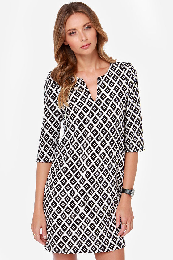 Cute Black and White Dress Print Dress Shift Dress 45.00 Lulus