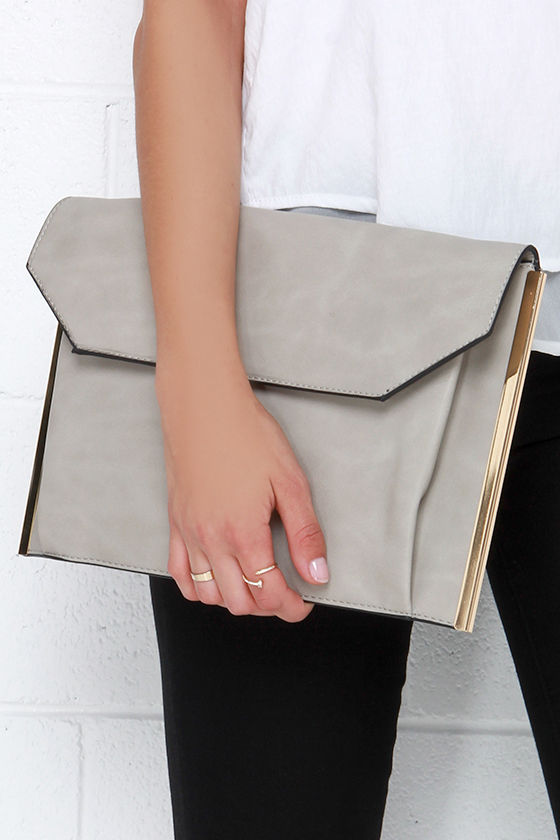 grey envelope clutch