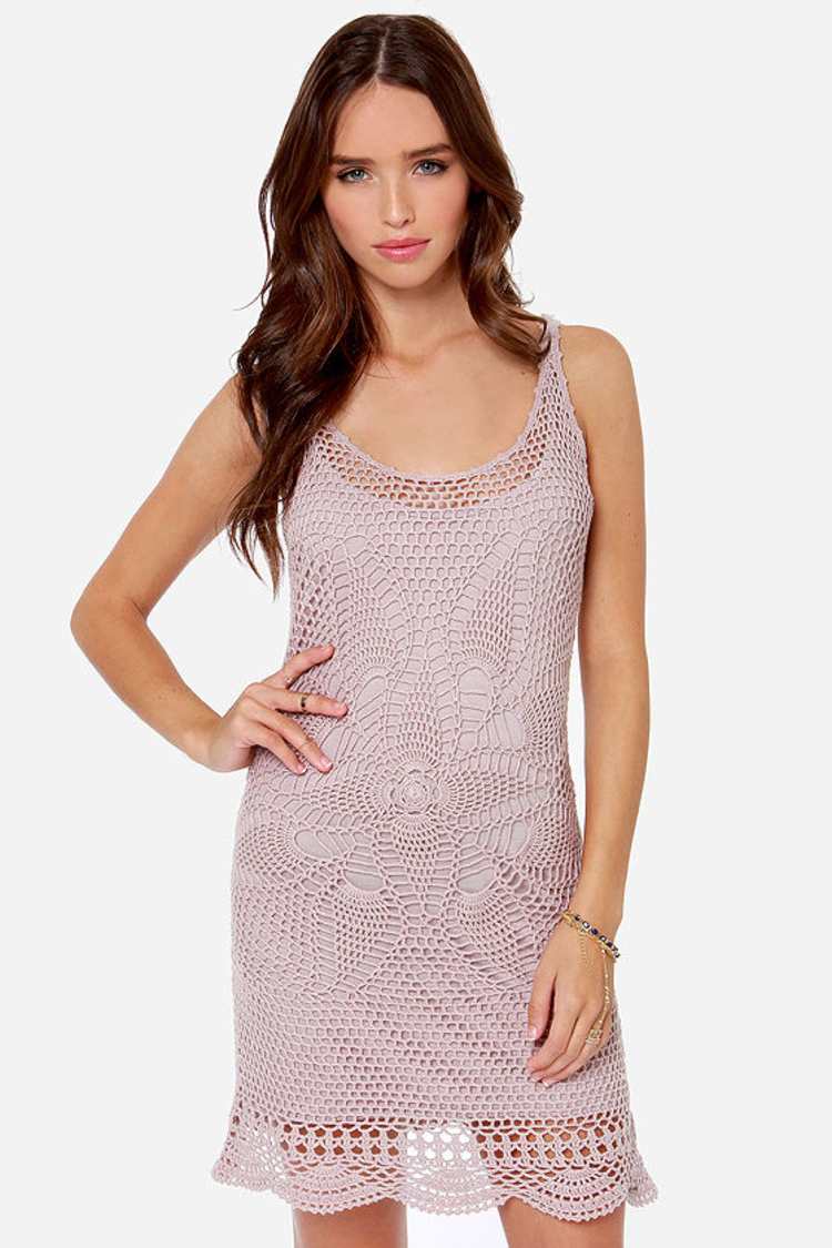Volcom Dwell Dress - Crochet Dress - Taupe Dress - $59.50 - Lulus