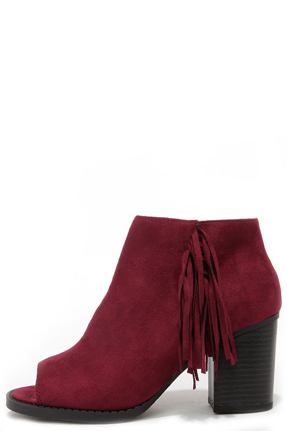 burgundy peep toe thigh high boots
