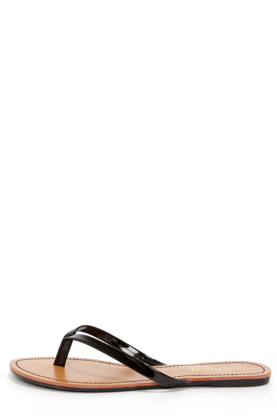 Black patent flip flops hot sale