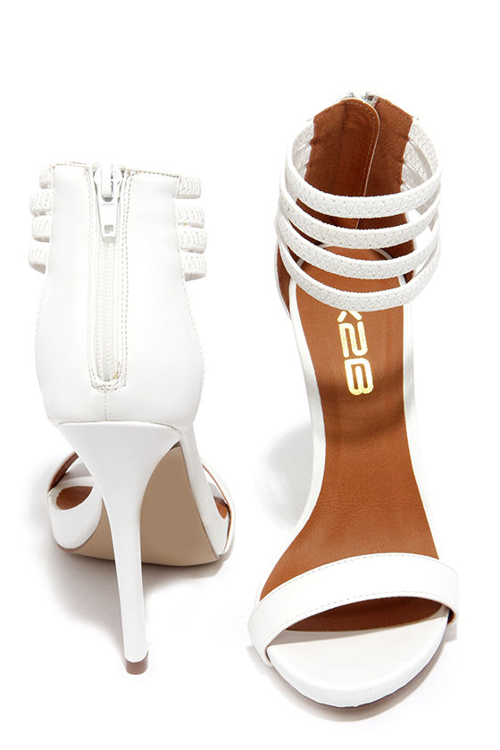 Cute White Heels Ankle Strap Heels High Heel Sandals 32.00