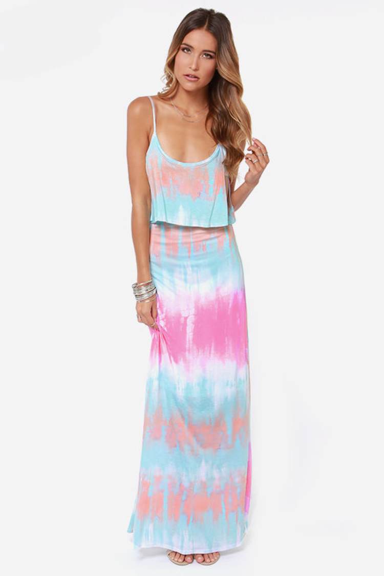 strapless open back dress Tie dye t-shirt dress – Beurd main image 1