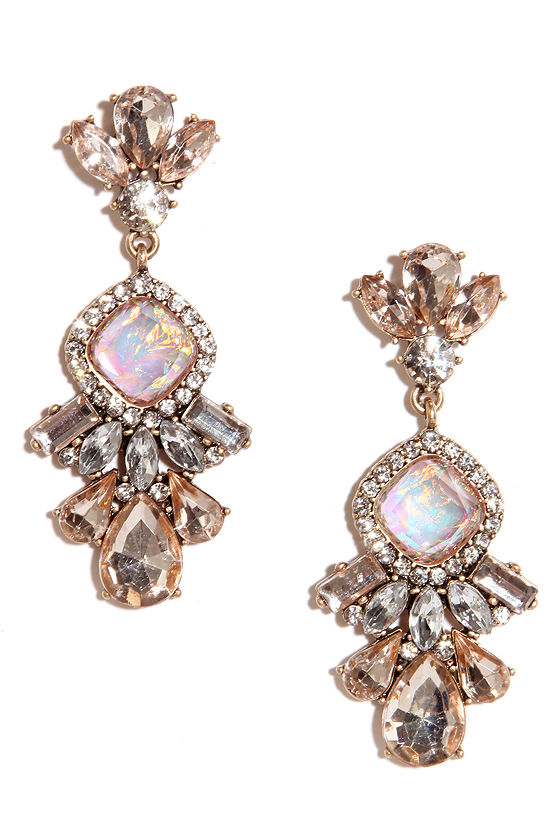 Elegant Pink Earrings Opal Earrings Rhinestone Earrings Lulus