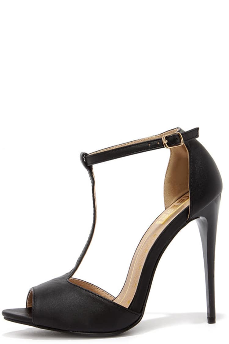 black heels t strap