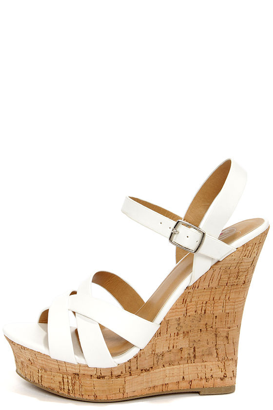 tan and white wedges