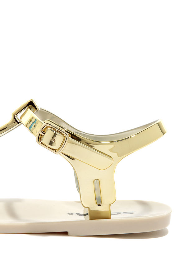 Cute Gold Sandals Jelly Sandals Thong Sandals 15.00