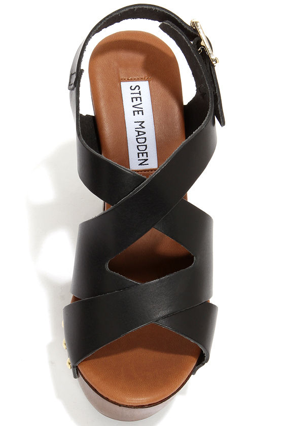 high heel platform sandals black