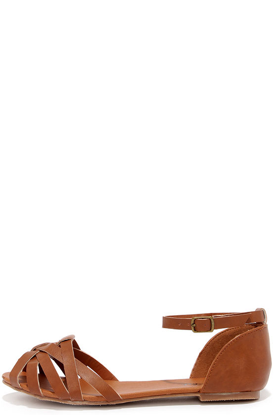 beige flats with ankle strap
