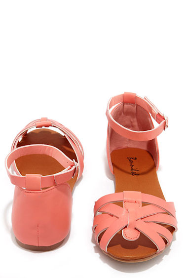Cute Coral Flats Flat Sandals Ankle Strap Sandals Lulus