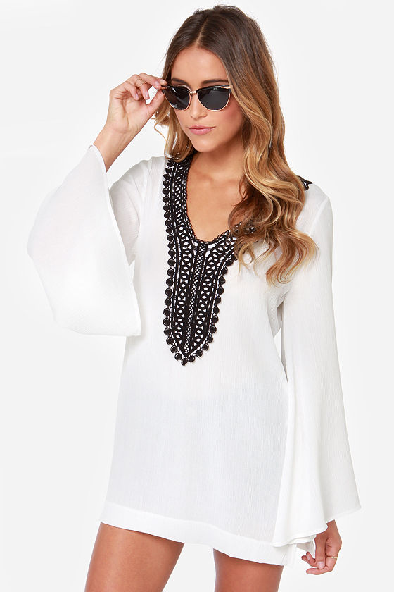 Cute Tunic Top - Ivory Top - Lace Top - Black Top - $46.00 - Lulus