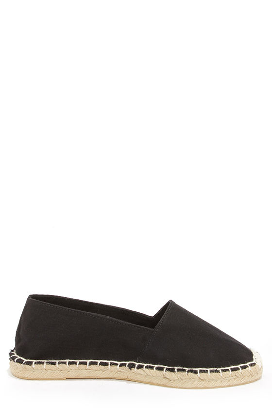 Cute Black Flats - Espadrille Flats - Black Shoes - $15.00