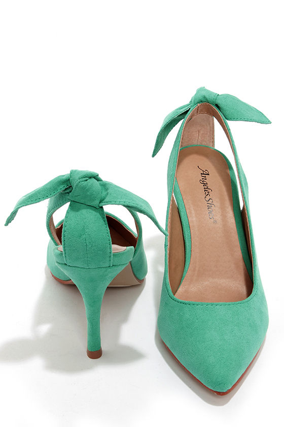 Cute Pointed Pumps High Heels Green Heels 41.00 Lulus