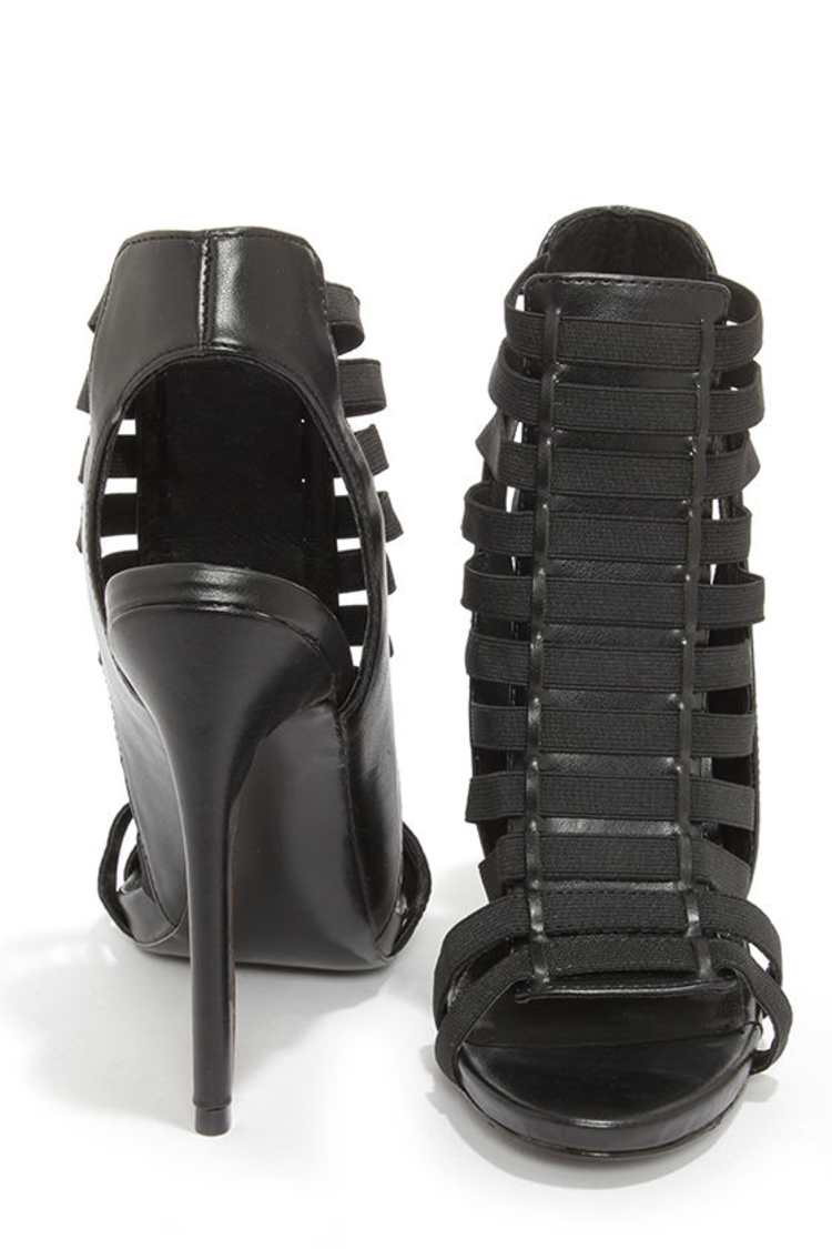 Steve Madden Stretche Black Caged High Heels