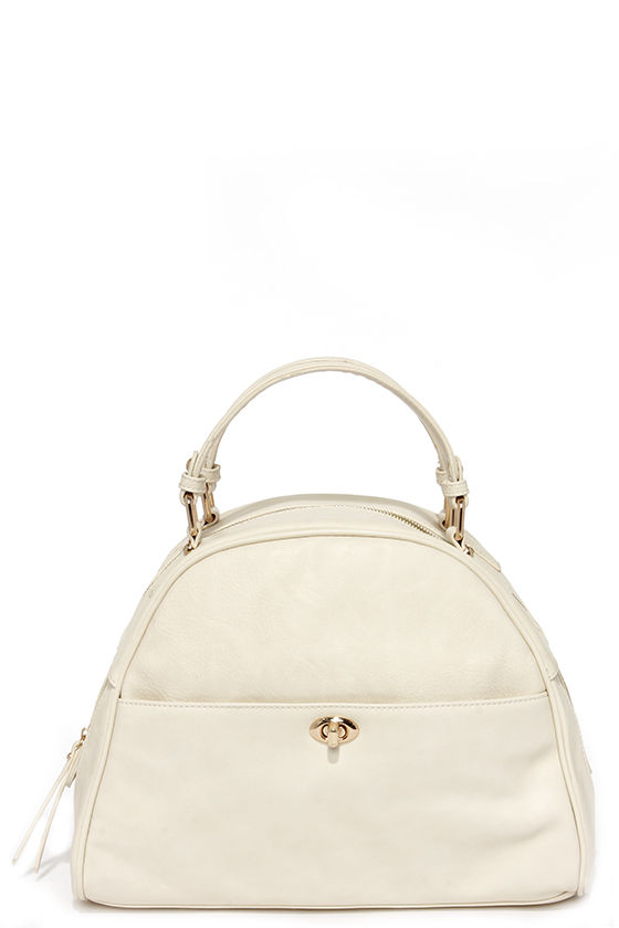 Cute Ivory Handbag - Vegan Leather Purse - Bowler Bag - $49.00 - Lulus