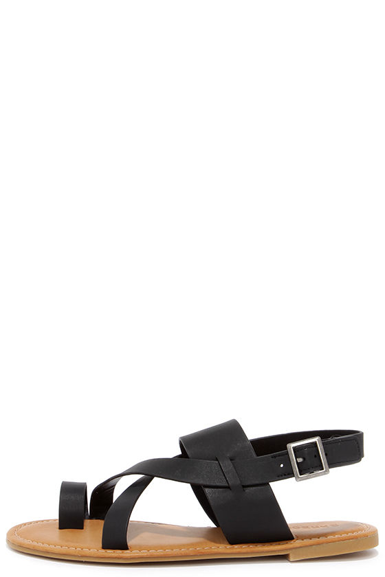 nordstrom black sandals flat
